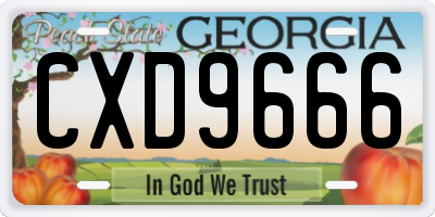 GA license plate CXD9666