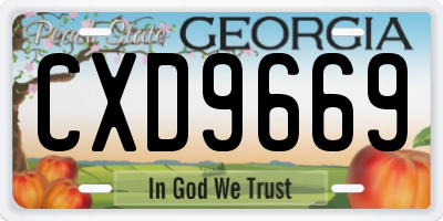 GA license plate CXD9669