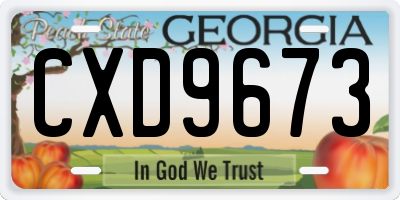 GA license plate CXD9673