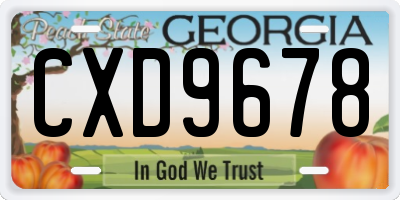 GA license plate CXD9678