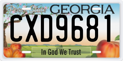 GA license plate CXD9681
