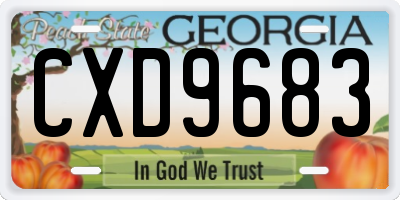 GA license plate CXD9683