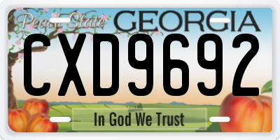 GA license plate CXD9692