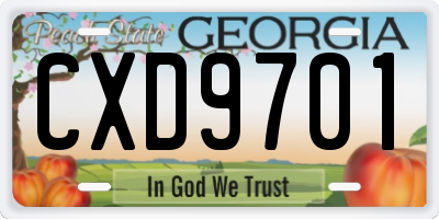 GA license plate CXD9701