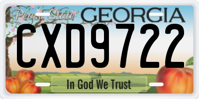 GA license plate CXD9722