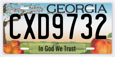 GA license plate CXD9732