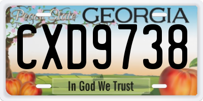 GA license plate CXD9738