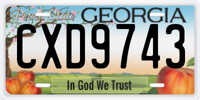 GA license plate CXD9743