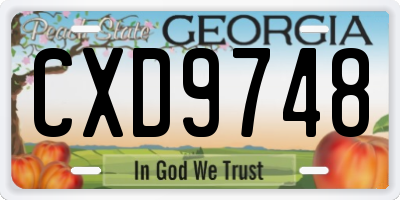 GA license plate CXD9748
