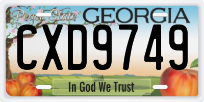 GA license plate CXD9749