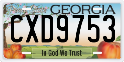 GA license plate CXD9753