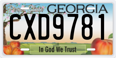 GA license plate CXD9781