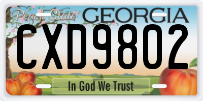 GA license plate CXD9802