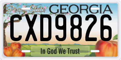 GA license plate CXD9826