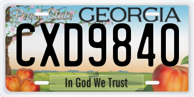 GA license plate CXD9840