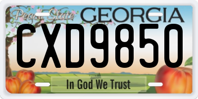 GA license plate CXD9850