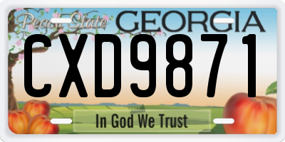 GA license plate CXD9871