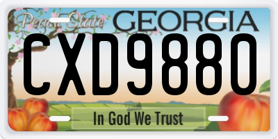 GA license plate CXD9880