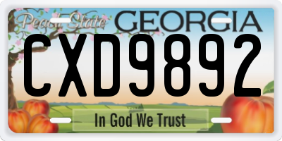 GA license plate CXD9892