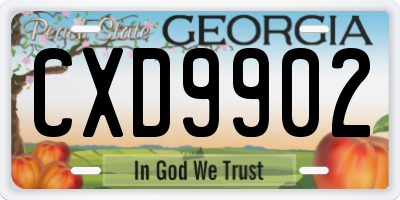 GA license plate CXD9902