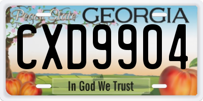GA license plate CXD9904