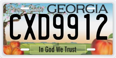 GA license plate CXD9912