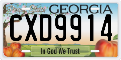 GA license plate CXD9914