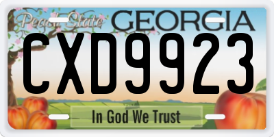 GA license plate CXD9923