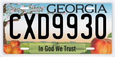 GA license plate CXD9930
