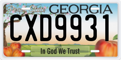 GA license plate CXD9931
