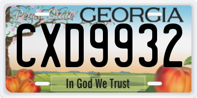 GA license plate CXD9932