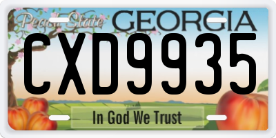 GA license plate CXD9935
