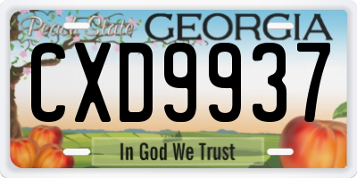 GA license plate CXD9937