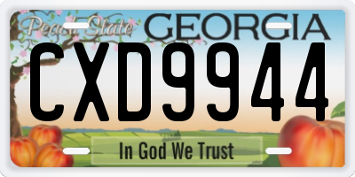 GA license plate CXD9944