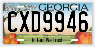 GA license plate CXD9946