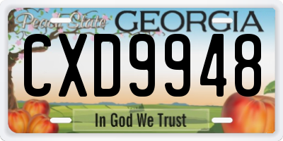 GA license plate CXD9948