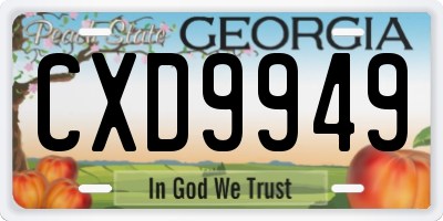 GA license plate CXD9949