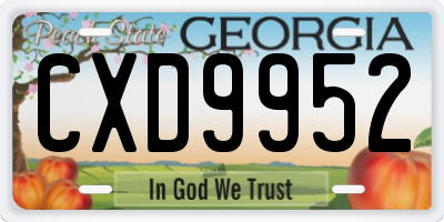 GA license plate CXD9952