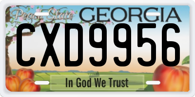 GA license plate CXD9956