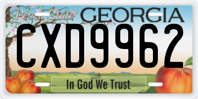 GA license plate CXD9962