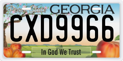 GA license plate CXD9966