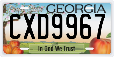 GA license plate CXD9967