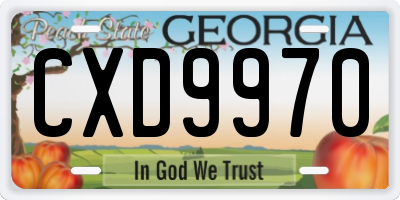 GA license plate CXD9970