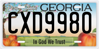 GA license plate CXD9980