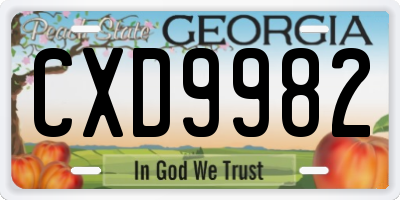 GA license plate CXD9982