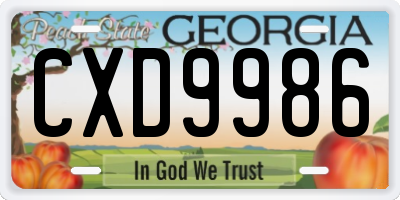 GA license plate CXD9986