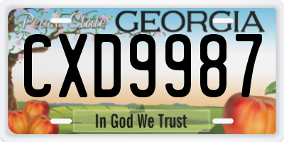 GA license plate CXD9987
