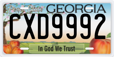 GA license plate CXD9992