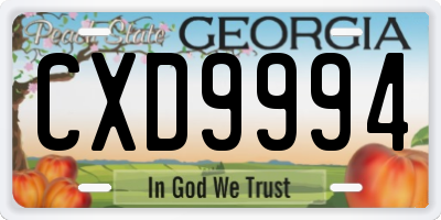 GA license plate CXD9994
