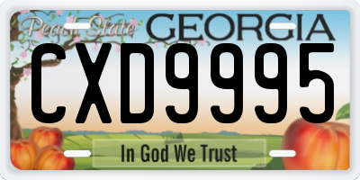 GA license plate CXD9995